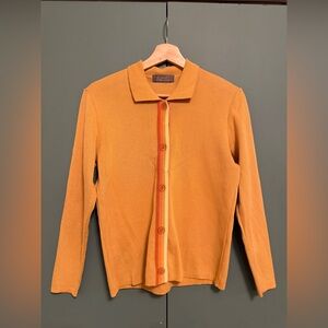 Vintage Coral Japanese brand mustard cotton blend cardigan size M